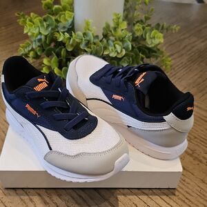 Puma Slip On Sneakers NWOT Size 3  Navy, White, and Orange